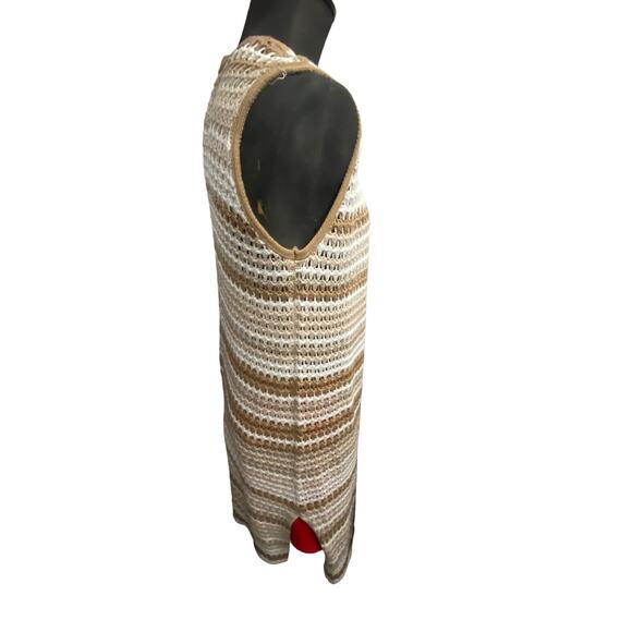 Hooked Up Crochet Duster Medium  Split Sides Browns Cream - Picture 7 of 13